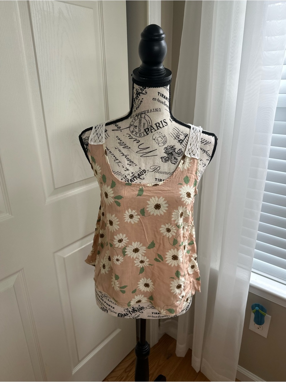 Floral Tank Top with Lace Back